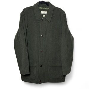 L.L. Bean Men’s Wool Blend Winter Coat Large Dark Green Quilted Jacket